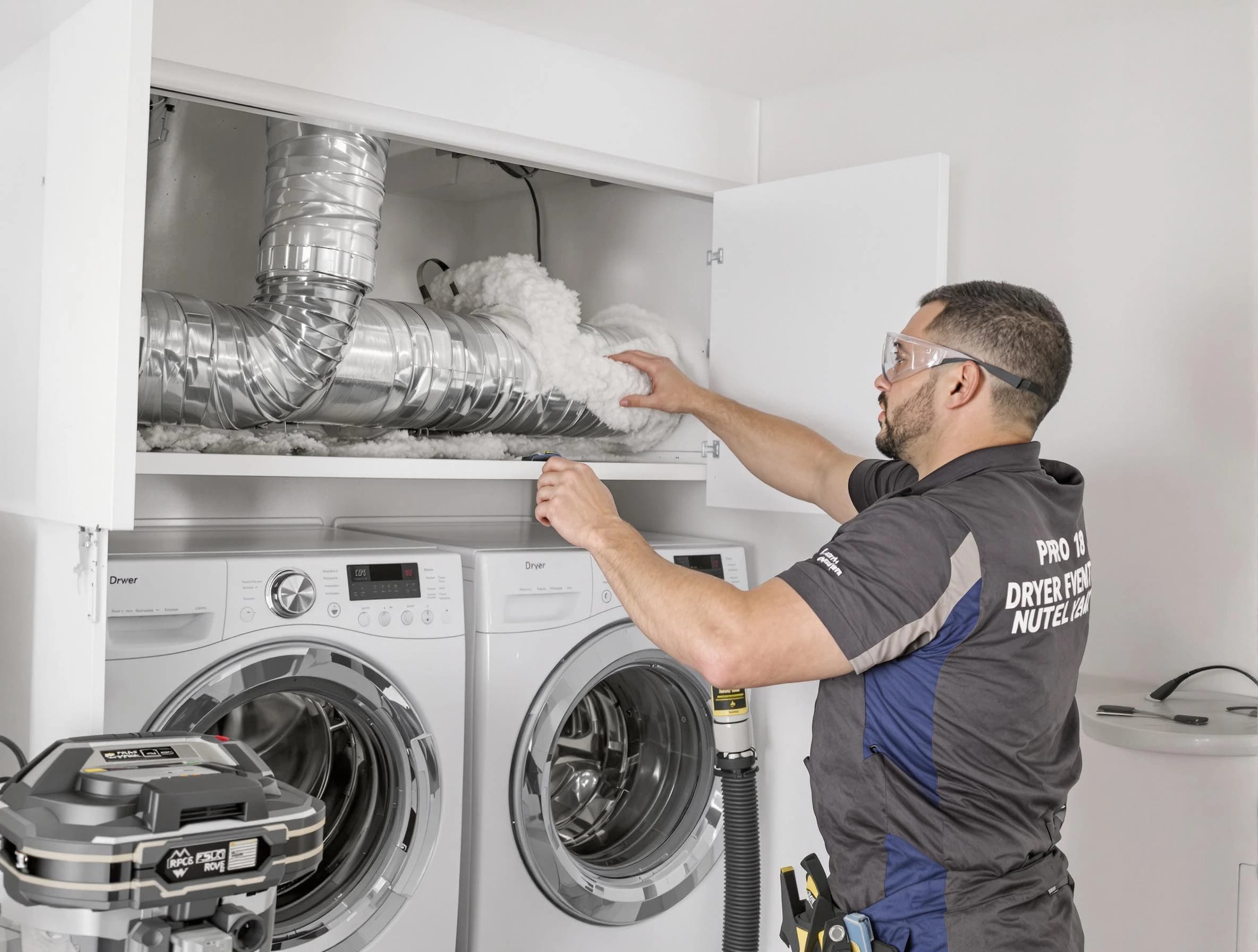 American Fork Dryer Vent Cleaning certified technician performing specialized gas dryer vent cleaning in American Fork